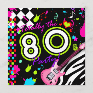 Invitation 311-La fête des années 80 - Guitare rose