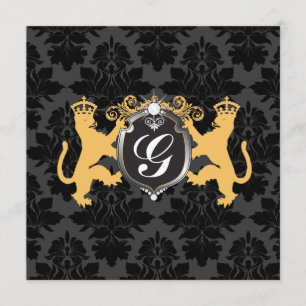Invitation 311 Luxe Lion Heraldry Baby shower jaune