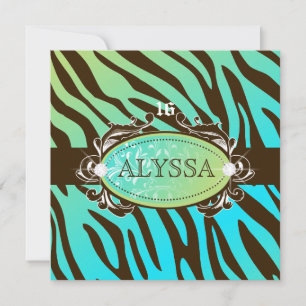 Invitation 311-Luxueusement Océanique Zebra Sweet 16