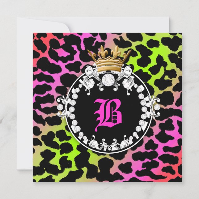 Invitation 311 Médaillon de diamant Leopard Neon Cherry (Devant)
