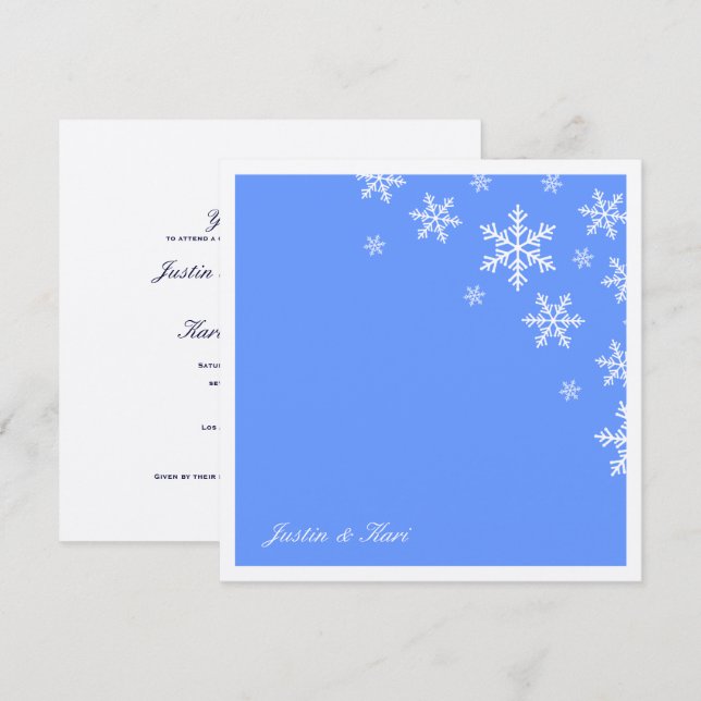 Invitation 311-Sweet Snowflake bleu clair métallique (Devant / Derrière)