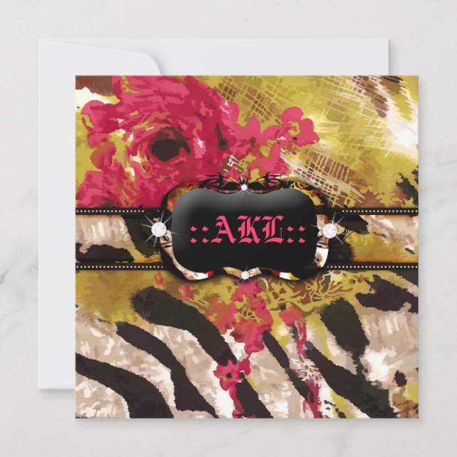Invitation 311-Tigress/zèbre Bachelorette rose (Devant)
