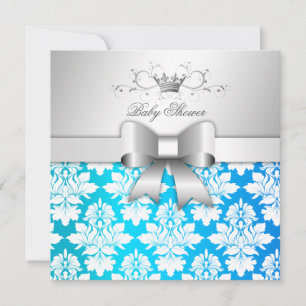 Invitation 311-White Blackberry Damask Tropical Baby shower