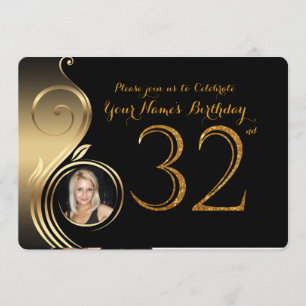 Invitation 32e,Invitation d'anniversaire,Parties scintillant