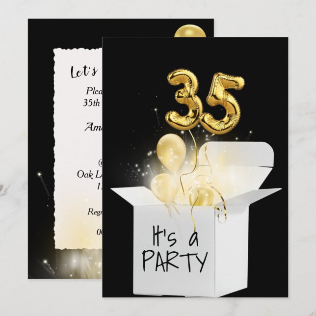Invitation 35e anniversaire Ballons d'or en boîte blanche (Devant / Derrière)