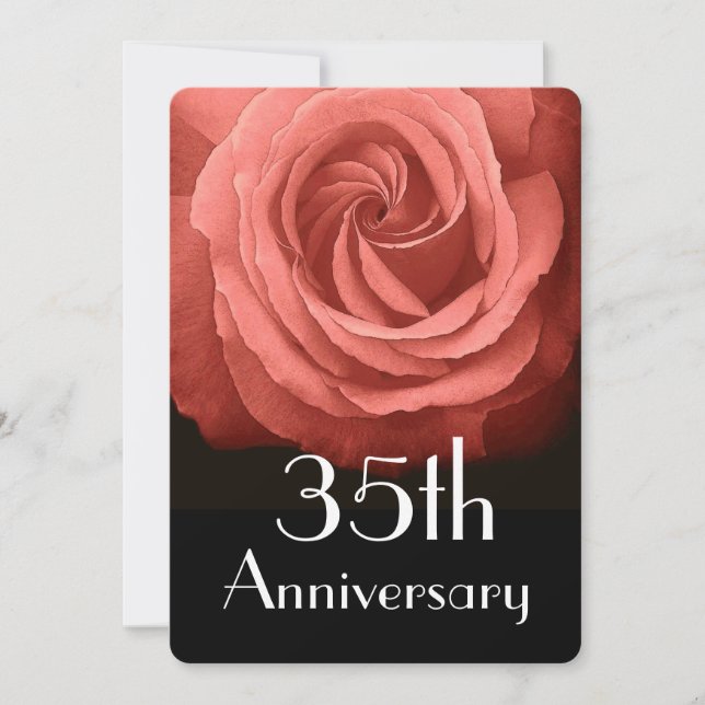 Invitation 35e anniversaire de mariage Coral Rose A02D (Devant)