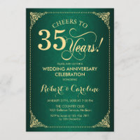 35e anniversaire de mariage - Damassé or vert