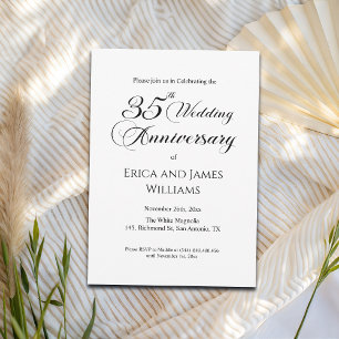 Invitation 35e anniversaire de Mariage de corail Élégant scri