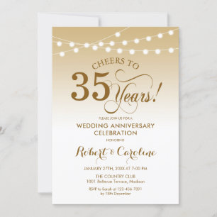 Invitation 35e anniversaire de mariage - Or Blanc