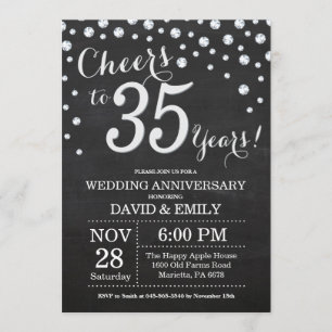 Invitation 35e Anniversaire de Mariage Tableau Noir Argent