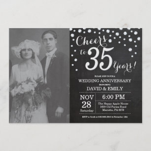 Invitation 35e Anniversaire de Mariage Tableau Noir Argent