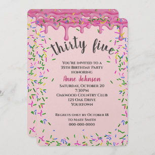 Invitation 35e Anniversaire Pink Icing Et Sprinkles