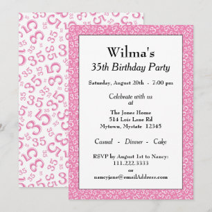 Invitation 35e anniversaire Thème Pink and White Motif