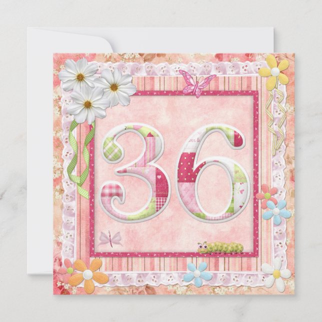 Invitation 36e anniversaire style scrapbooking (Devant)