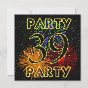 Invitation 39e anniversaire avec feux d'artifice