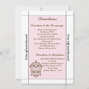 Invitation 3,5 x 7 Directions Birdcage/Pink Strip