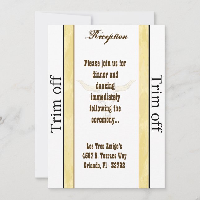 Invitation 3,5 x 7 Réception Cowboy Rodeo Steer S (Devant)