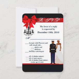 Invitation 3,5x5 Carton de réponse uniforme marin afro-améric