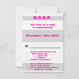 Invitation 3.5x5 R.S.V.P. Moderne Néon Rayure Rose Rétro des 