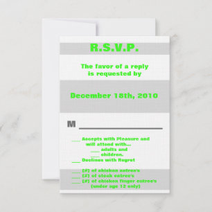 Invitation 3,5x5 R.S.V.P. Moderne Neon Stripe Green 80's Retr