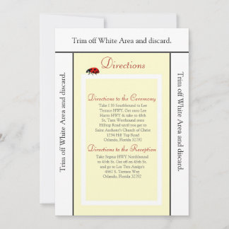 Invitation 3.5x6 Directions Card Bug jaune et dame
