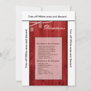 Invitation 3.5x6 Directions Card Mason Jar String Lights Wood