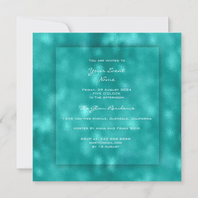Invitation 3-D Ombre Ocean Sky Blue Beach OCcean Glass (Devant)