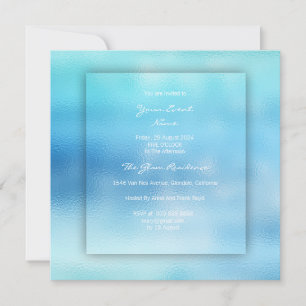 Invitation 3-D Ombre Ocean Sky Blue Beach OCcean Glass