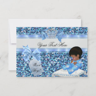 Invitation 3 Fête de Naissance Garçon Bleu Petit Prince Lapin