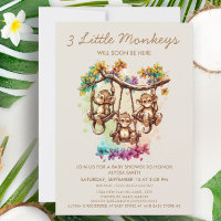 3 Petits singes Triplet Baby shower