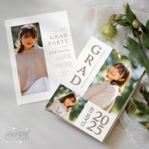 3 Photo Collage Blanc & Beige Graduation Party