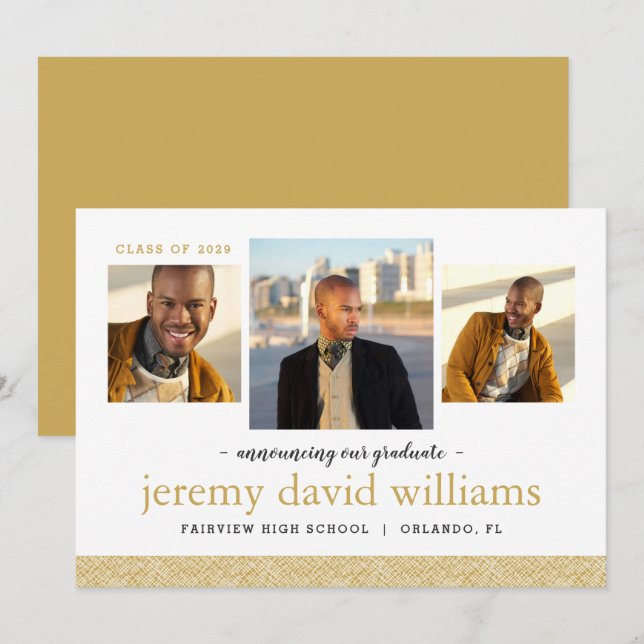 Invitation 3 Photo Graduation Announcement (Devant / Derrière)