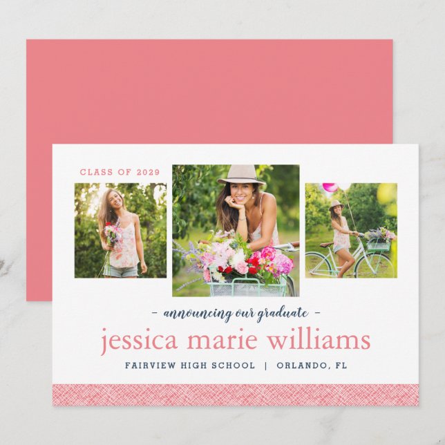 Invitation 3 Photo Graduation Announcement (Devant / Derrière)