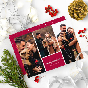 Invitation 3 Photos Collage Police Stylé Joyeux Noël