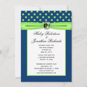 Invitation #3 Pois Mariages de la Marine bleu et de la Lime v