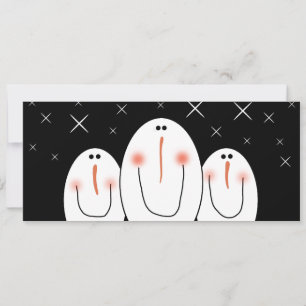 Invitation 3 Primitive Folk Art Snowmen Fête des neiges