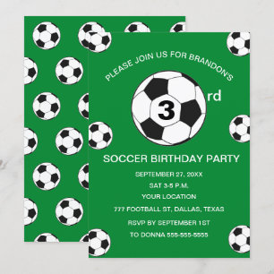 Invitation 3e anniversaire de la fête de football Green Boys