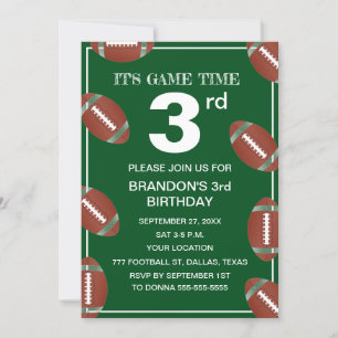 Invitation 3e anniversaire de la fête Football Vert Sport Enf