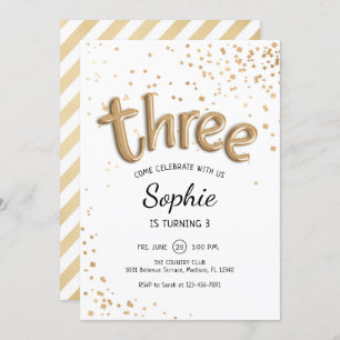 Invitation 3e anniversaire - Gold White