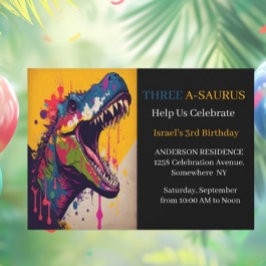 Invitation 3e Fête d'anniversaire de dinosaure