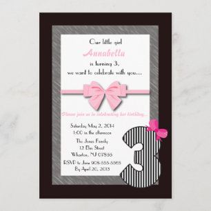 Invitation 3ème anniversaire de petites filles