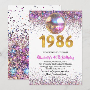 Invitation 40 ans Anniversaire Disco Paillettes 19