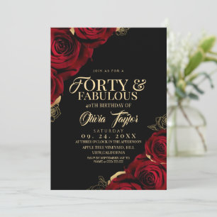 Invitation 40 ans et chic élégant floral anniversaire