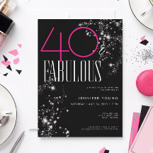40 ans et Fabuleux Anniversaire Rose Noir Paillett