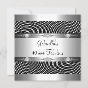 Invitation 40 ans et Fabuleux Noir Blanc Vérifié Anniversaire