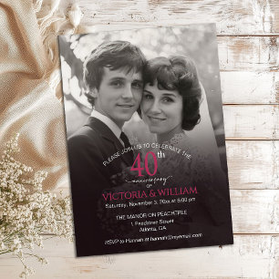 Invitation 40 ans Photo Anniversaire Vertical