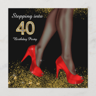 Invitation 40 Chaussures rouges pour la fête d'anniversaire