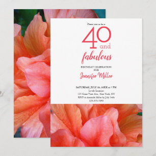 Invitation 40 et fabuleux Orange rose Flower Photo Anniversai