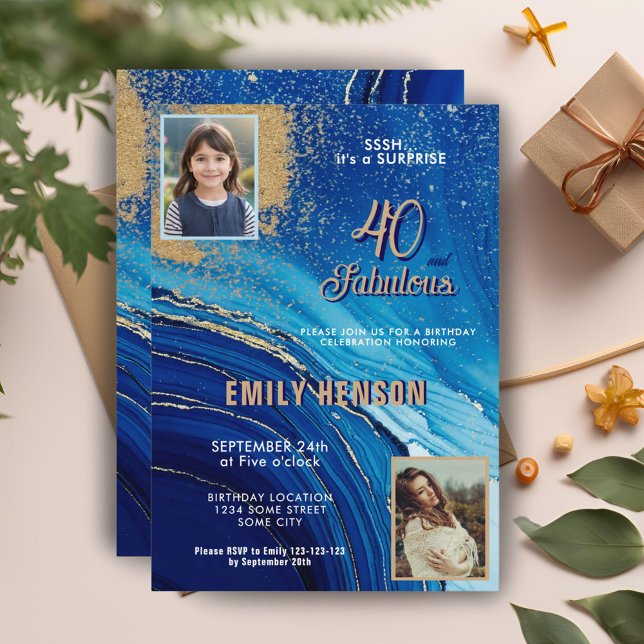 Invitation 40 et Fabulous Marble Parties scintillant 2 Photo  (Créateur téléchargé)