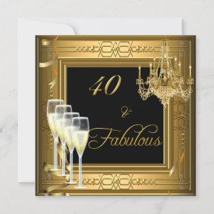 Invitation 40 &Fabuleuse célébration Gold Black Anniversaire 